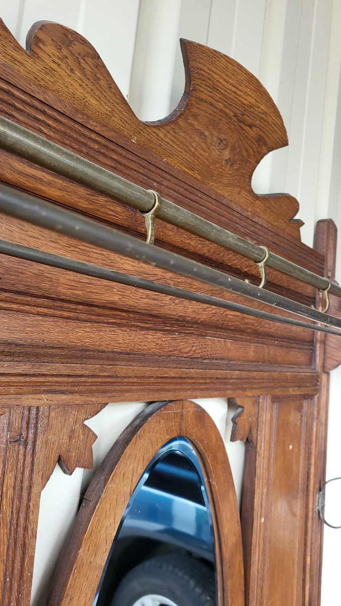 Porte manteau/ vestiaire ART DECO en chêne massif-photo-1