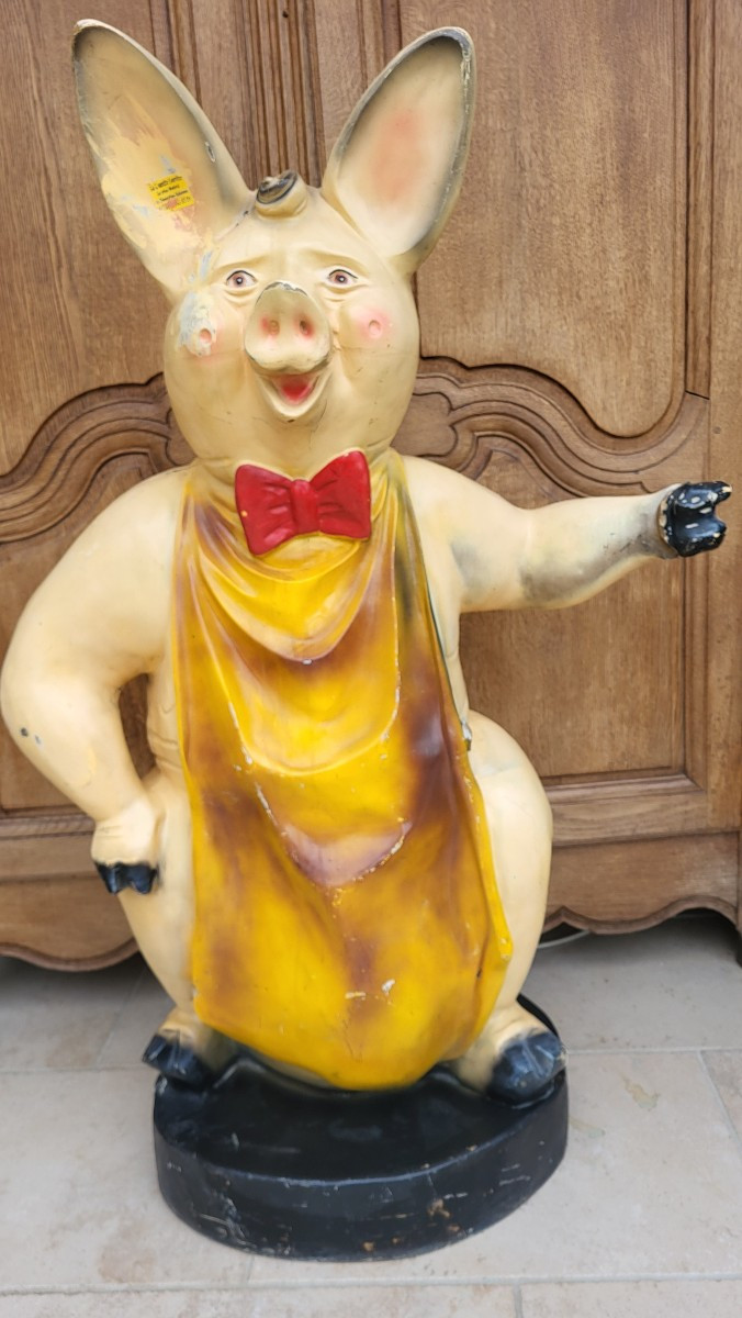 Grand cochon publicitaire boucherie charcuterie 1970