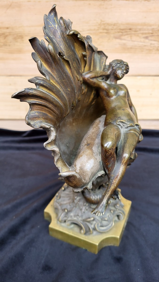 Statue en bronze de Venus sortant des eaux XIXÈME -photo-1