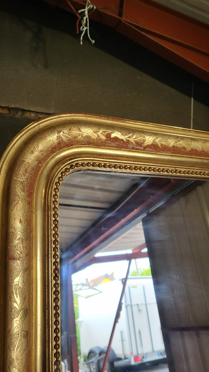 Grand miroir Louis Philippe feuille d'or-photo-2