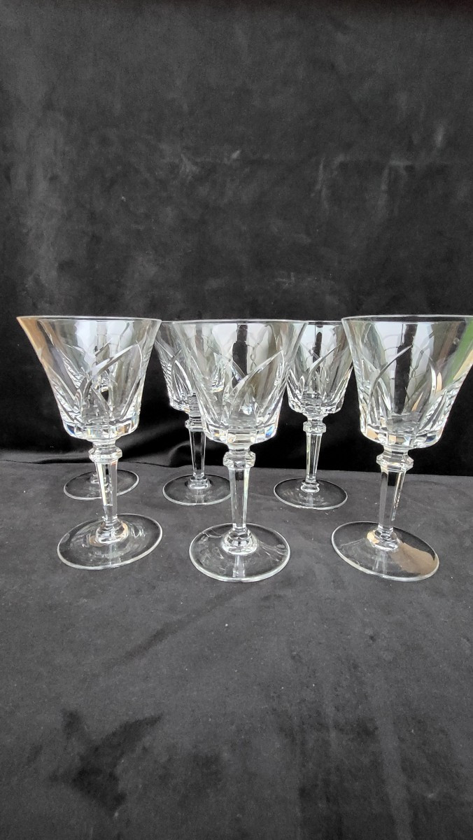 6 Sèvres Crystal Water Glasses, Niagara Pattern 
