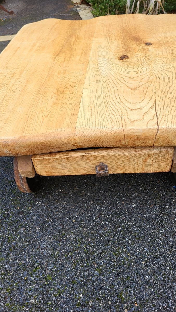 Table de salon roues de wagonnets industriels-photo-4