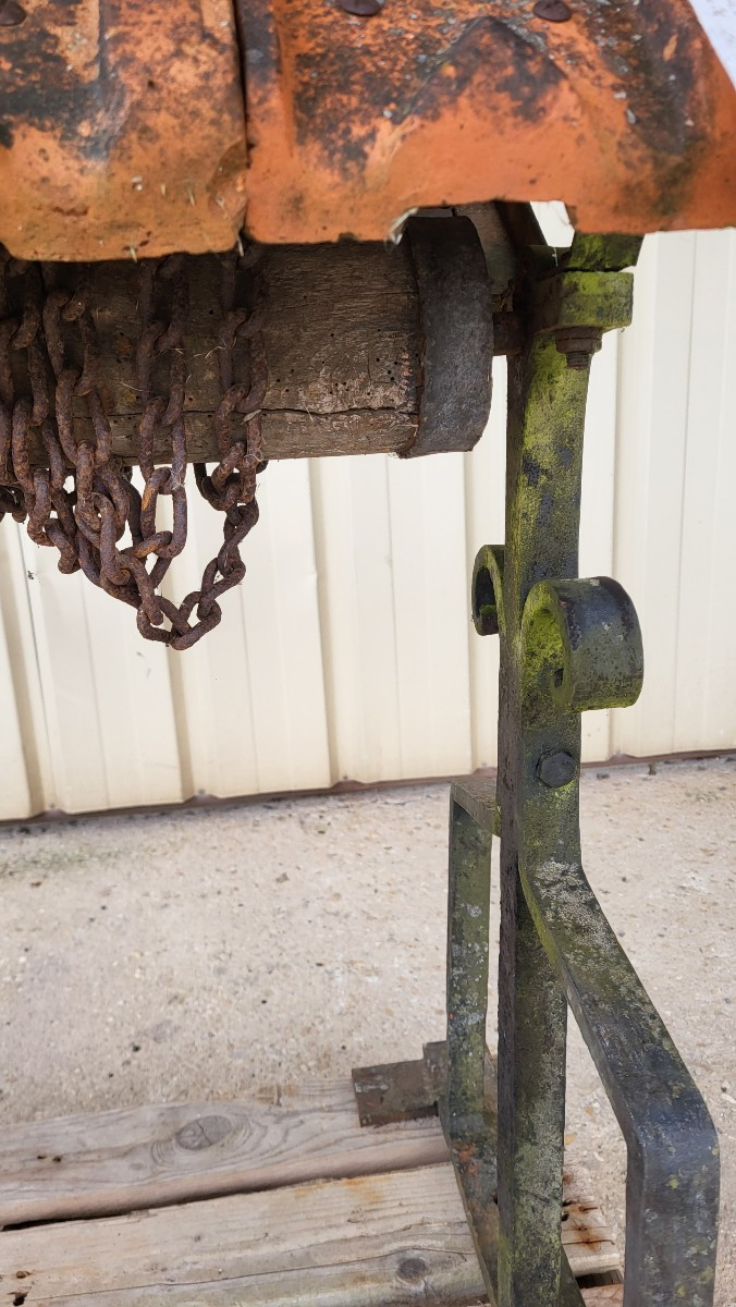 Treuil  à tambour avec sa manivelle pour margelle de puits -photo-2