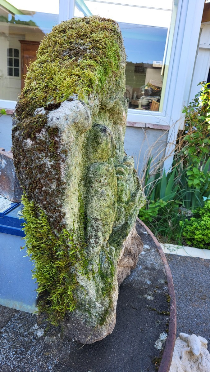 Stèle en pierre naturelle à décor d'oiseaux-photo-4
