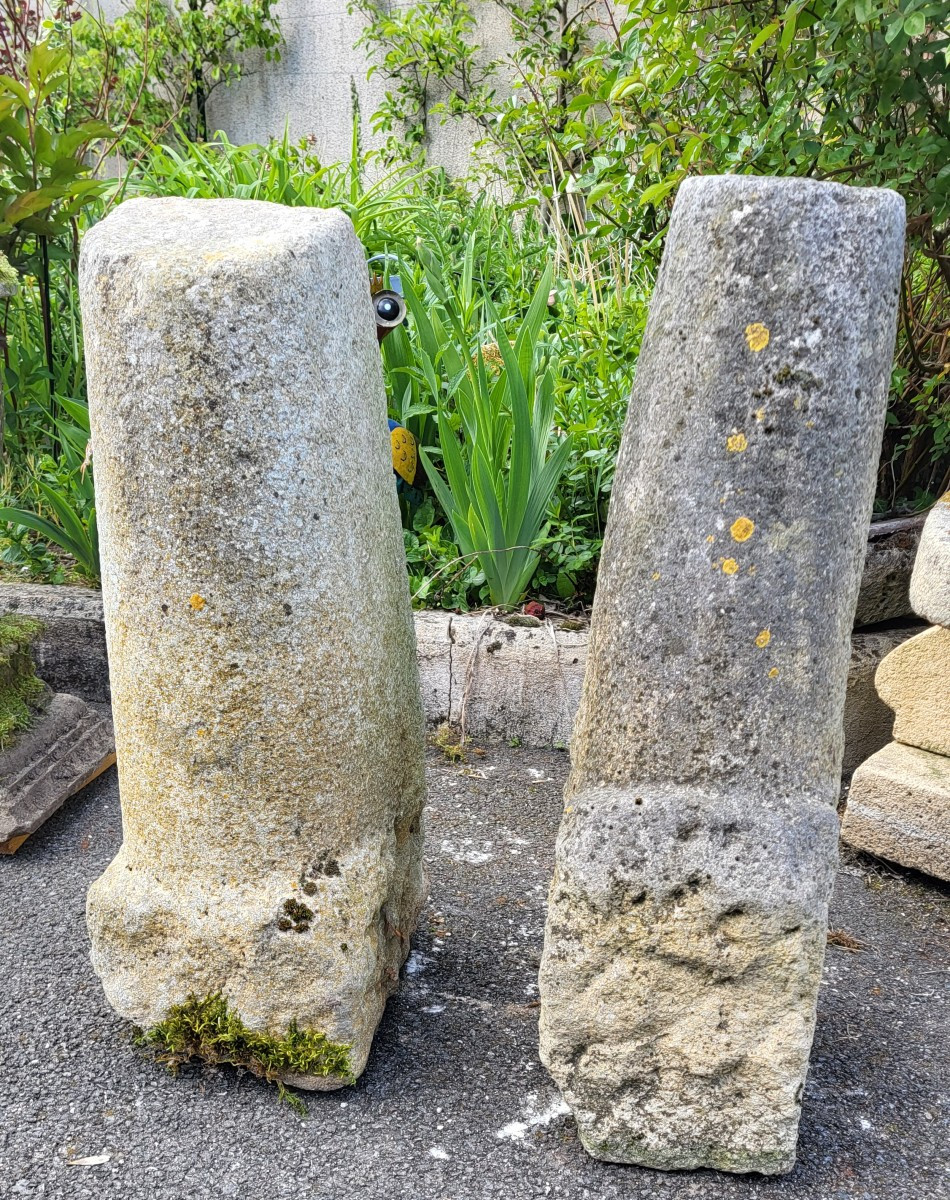 2 Natural Stone Bollards: Protection For Gate Entrances