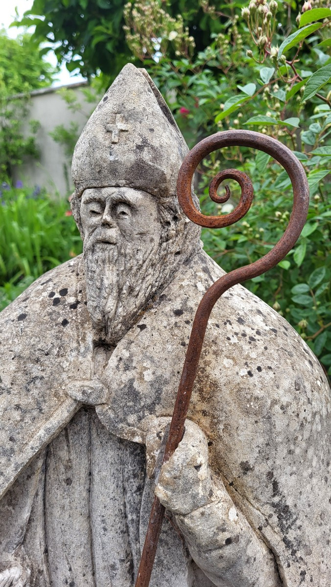 Statue de ST NICOLAS en pierre naturelle-photo-3