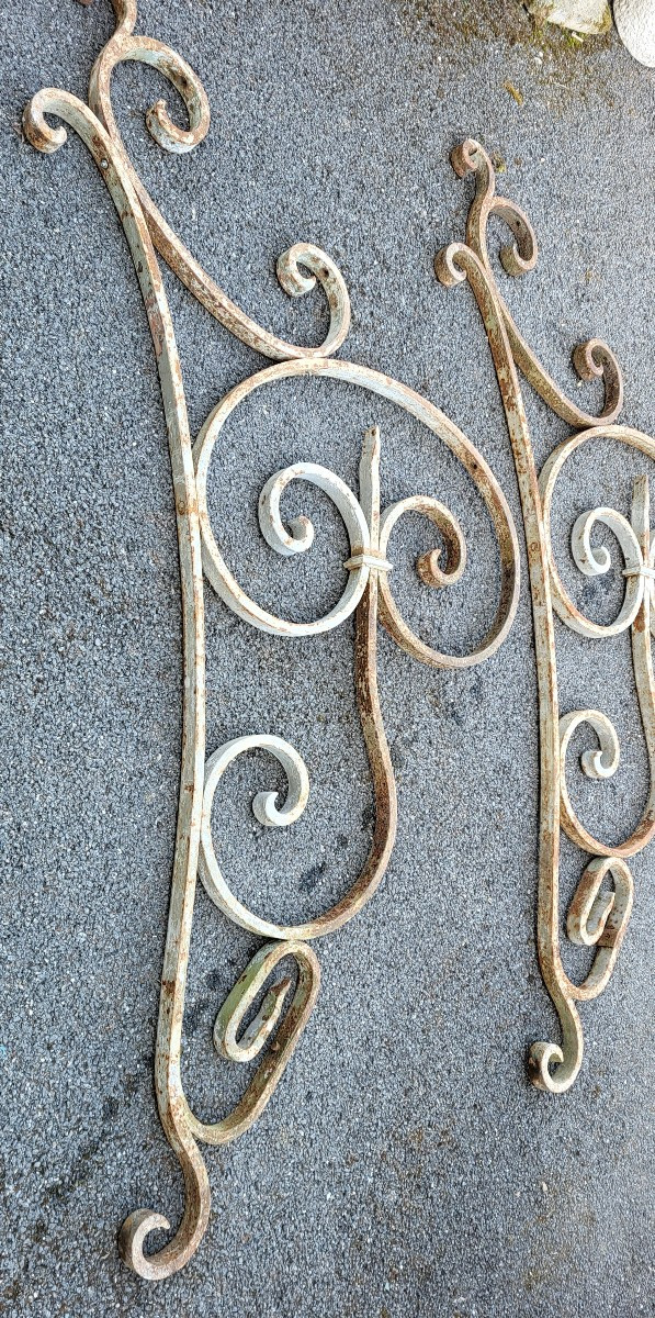 2 Bras de marquise  à volutes  en fer forgé XIX ème-photo-2