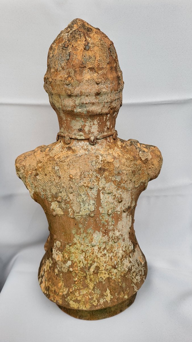 mitre de cheminée en terre cuite ancienne XIX ème : centurion romain -photo-2
