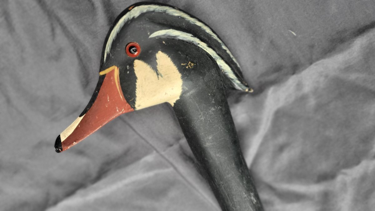 Solid Wood Cane With A Duck Head Handle-photo-2