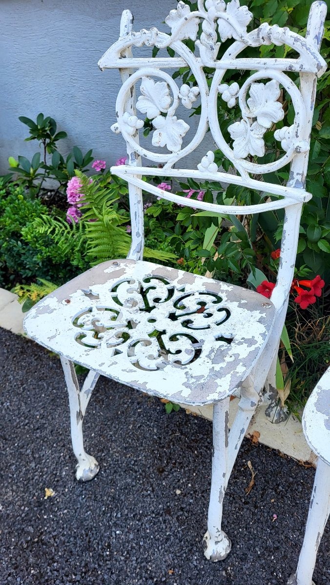 2 Garden Chairs Made Of 20th-century Cast Aluminum-photo-4