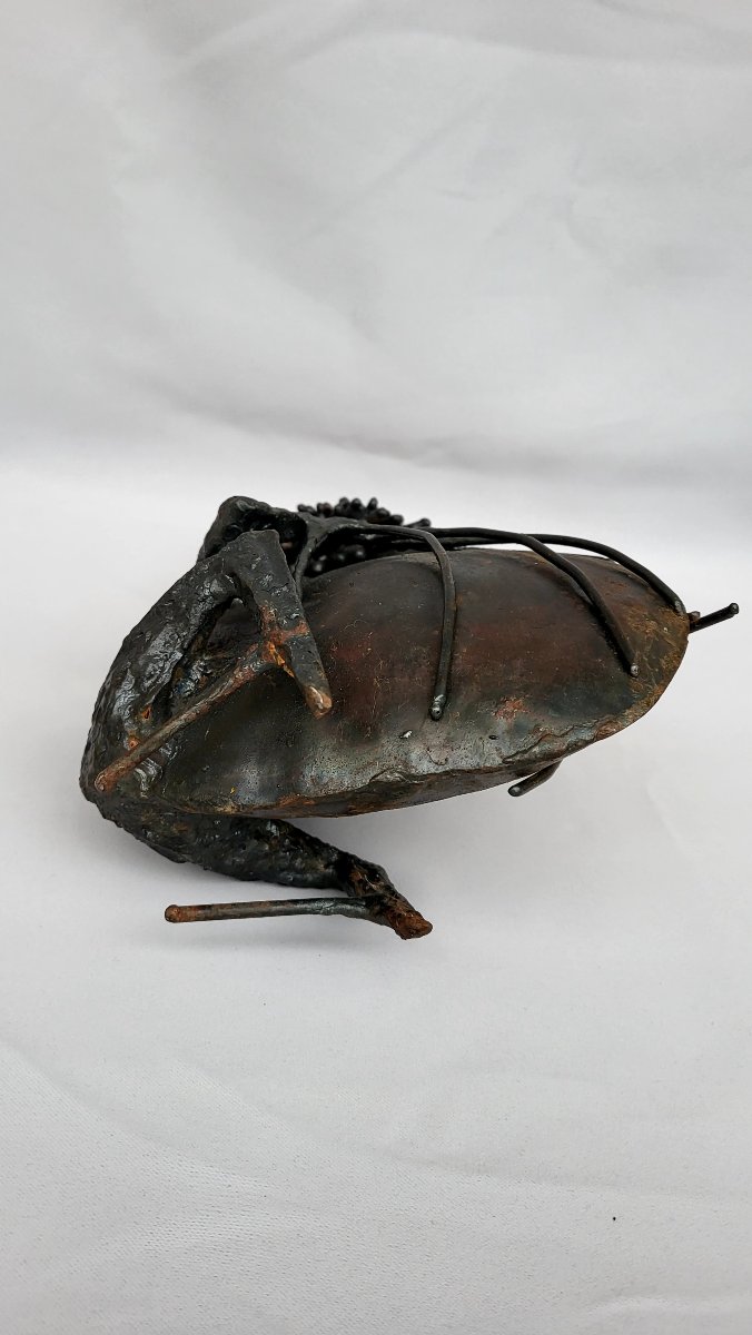 Sculpture By Michel Anasse: A Stylized Bird Made Of Patinated Metal-photo-4