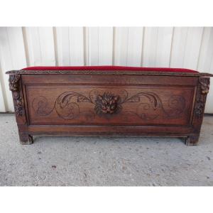 Solid Oak Chest, Red Velvet Interior