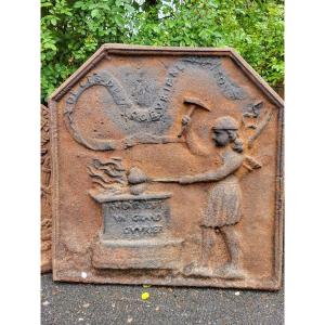 18th Century Cast Iron Fireplace Plate Or Plate: Allegory Of Love
