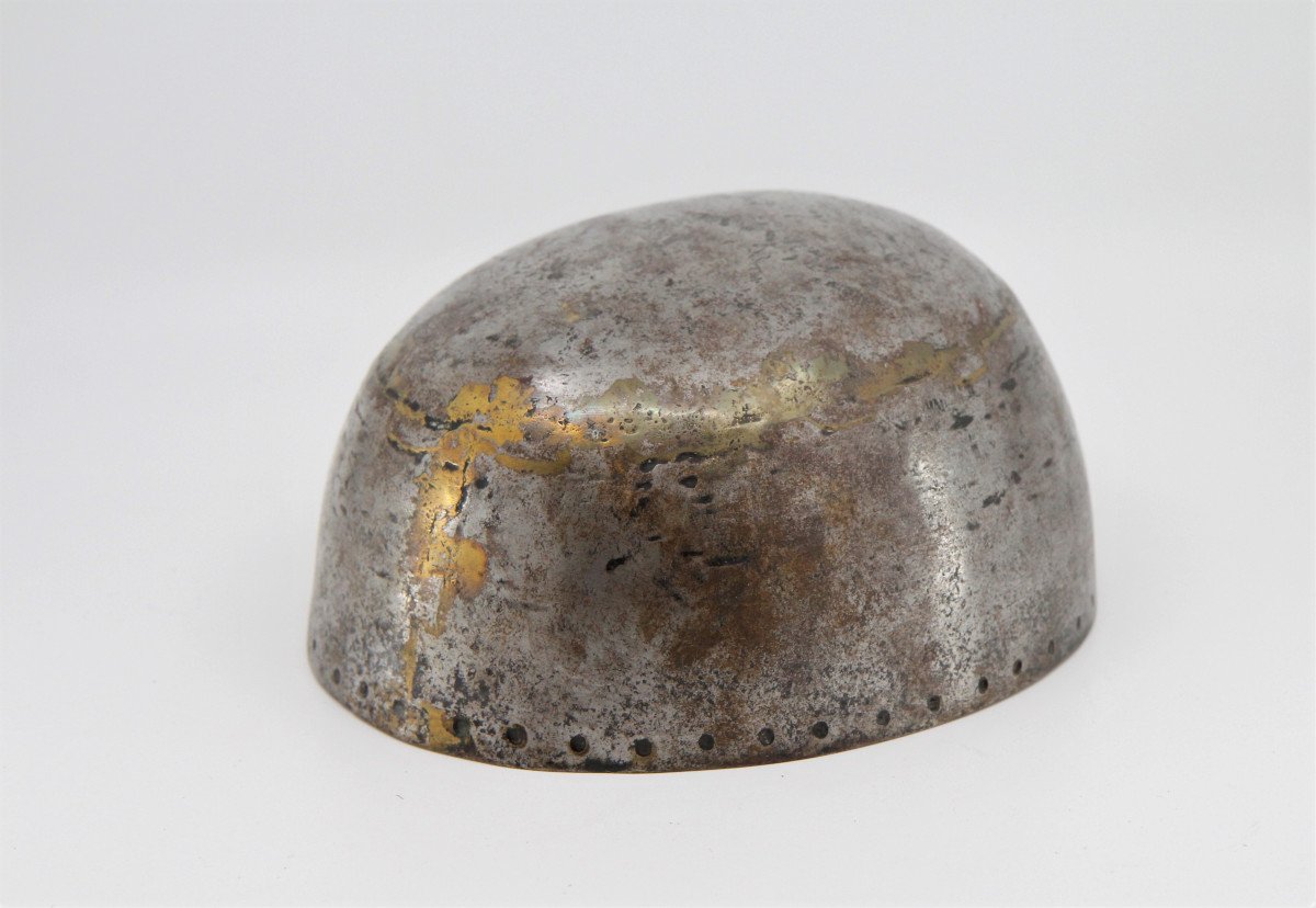 Peu courant: casque secret, calotte de fer pour doublure de chapeau en feutre, XVIIe-XVIIIe-photo-2