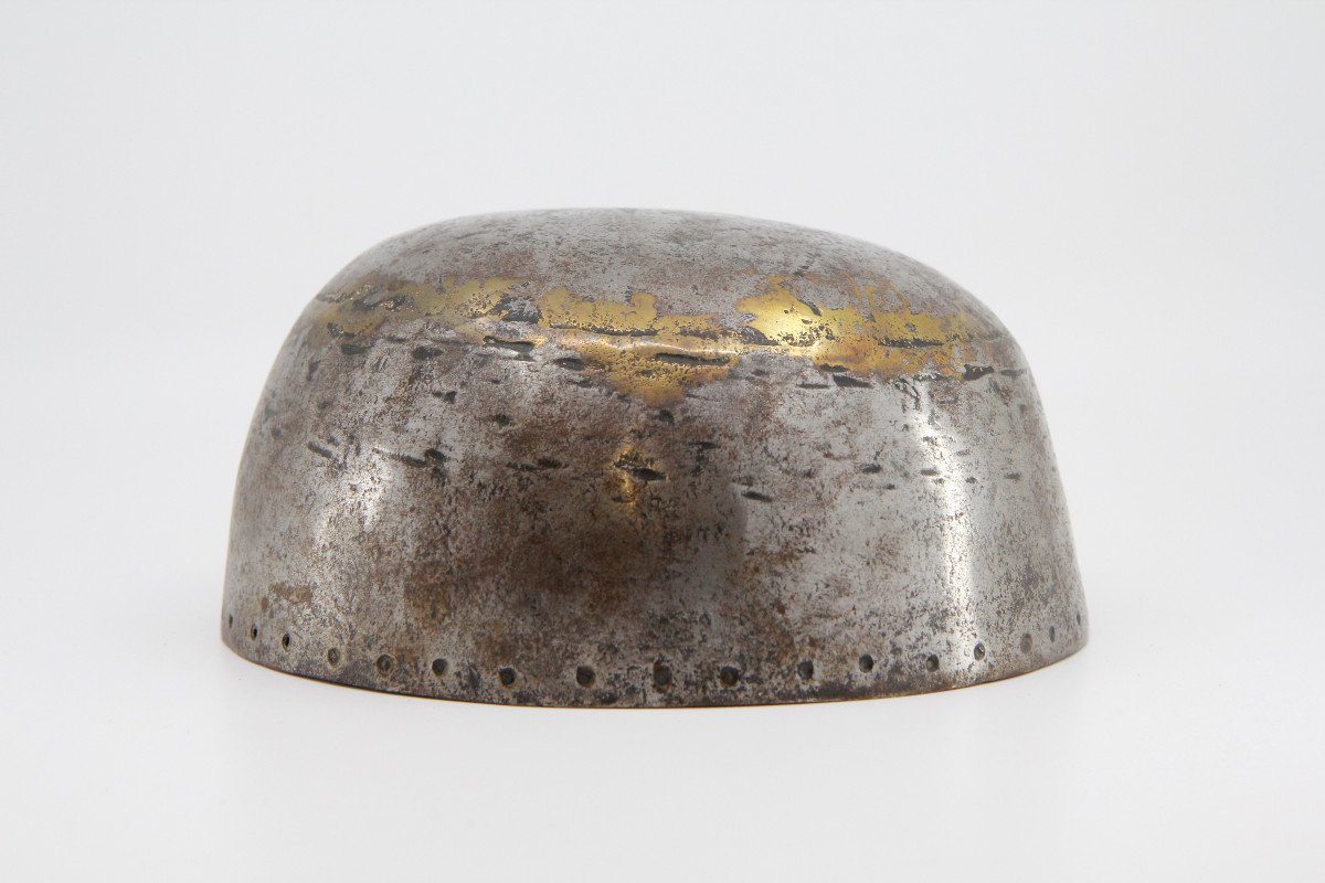 Peu courant: casque secret, calotte de fer pour doublure de chapeau en feutre, XVIIe-XVIIIe-photo-2