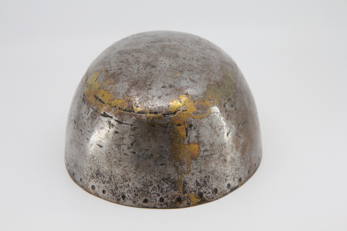Peu courant: casque secret, calotte de fer pour doublure de chapeau en feutre, XVIIe-XVIIIe-photo-3