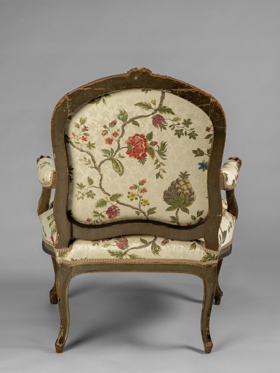 A La Reine Armchair With Curved Back, Stamped L. Delanois. Paris, Around 1765-1768-photo-4