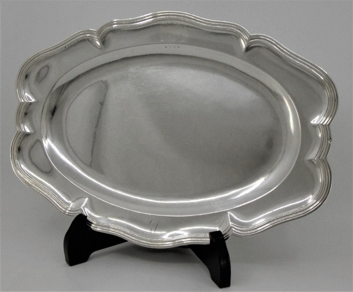 Plat ovale en argent massif par Nicolas-Clément Vallières, Paris 1758-1759-photo-2