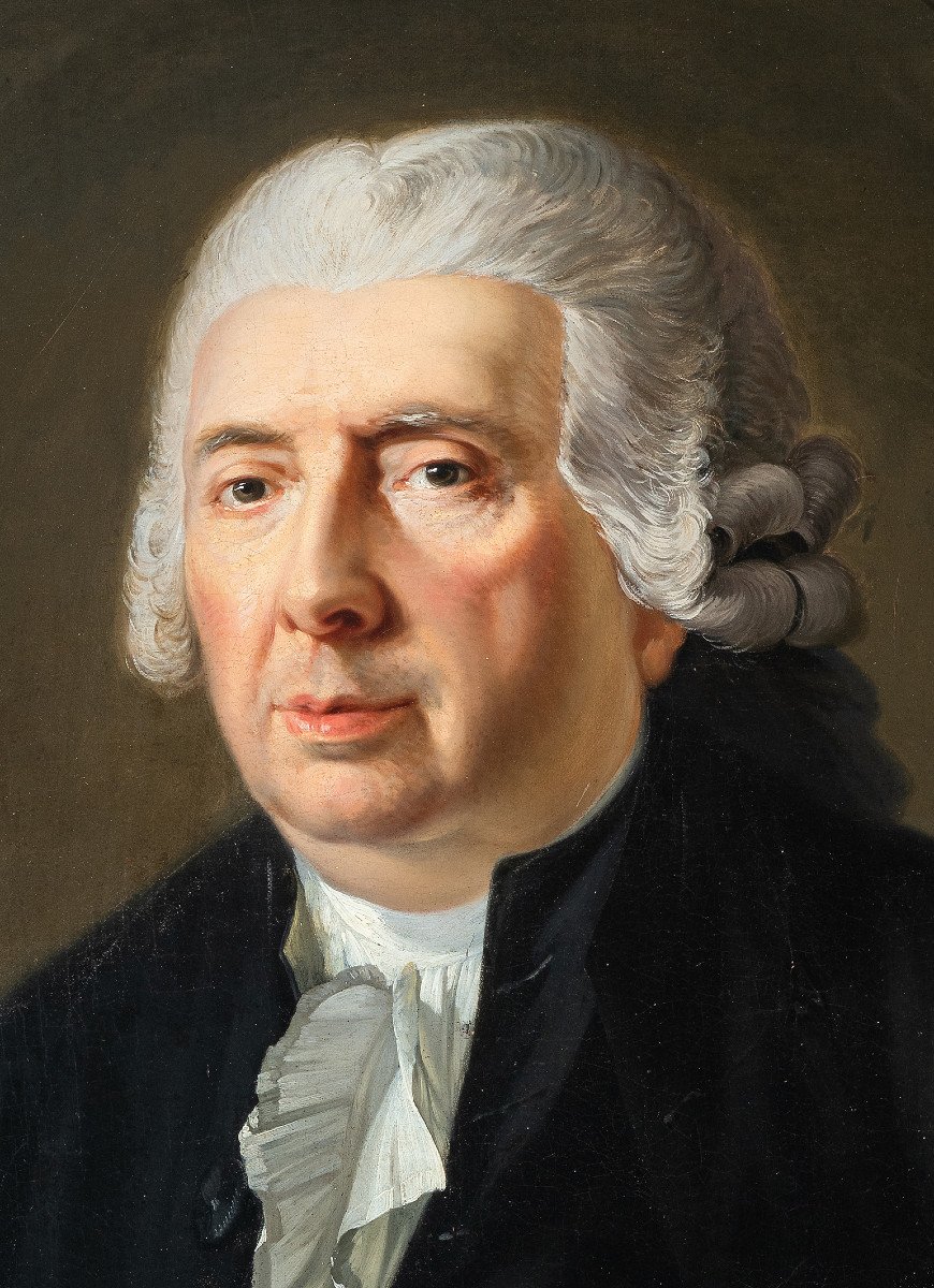 Portrait d'homme en habit noir -  XVIIIe, fin de l'époque Louis XVI - toile et cadre d'origine-photo-2