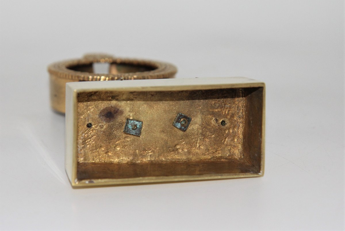 Watch Holder With Dolphins, Patinated And Gilded Bronze - Restoration Period, Around 1820-photo-7