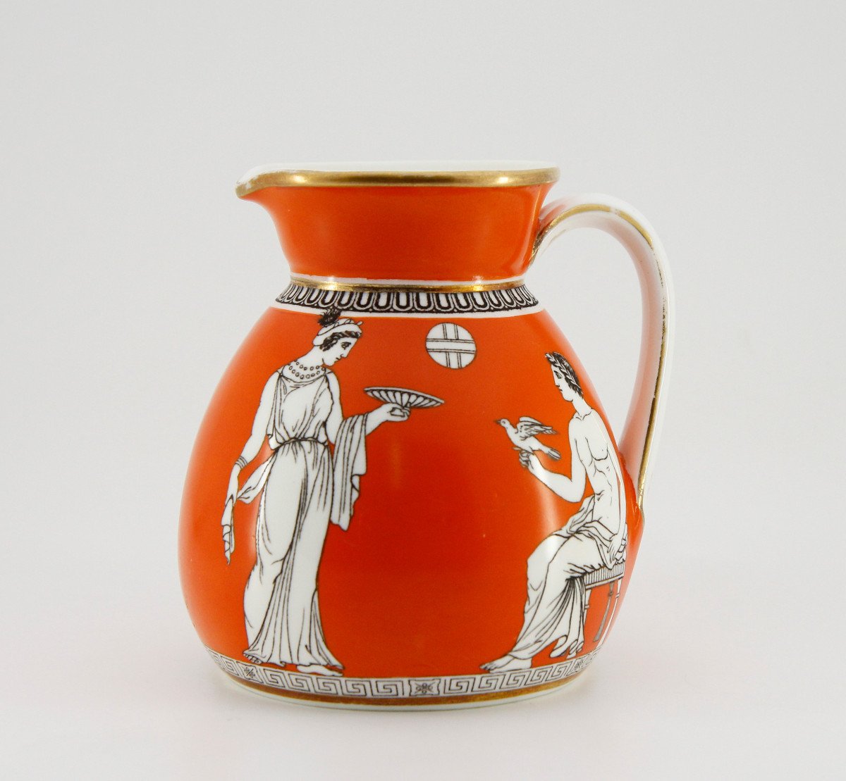 Petit crémier néo-grec à fond orange, Angleterre, Burslem, Hill Pottery Company, 1861-1864-photo-2