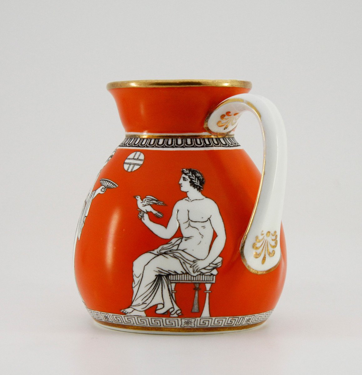 Petit crémier néo-grec à fond orange, Angleterre, Burslem, Hill Pottery Company, 1861-1864-photo-3