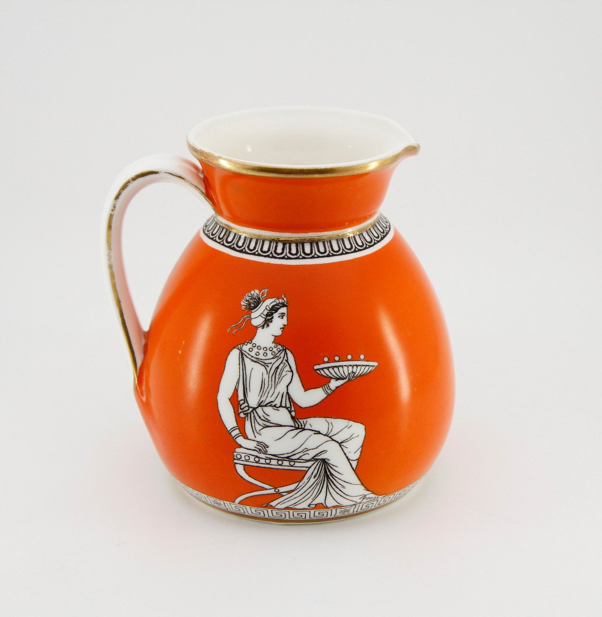 Petit crémier néo-grec à fond orange, Angleterre, Burslem, Hill Pottery Company, 1861-1864-photo-4