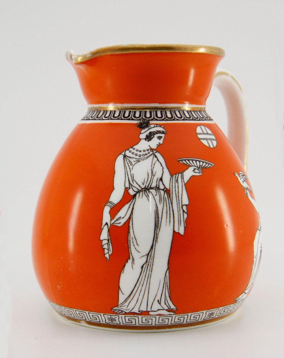 Petit crémier néo-grec à fond orange, Angleterre, Burslem, Hill Pottery Company, 1861-1864-photo-3