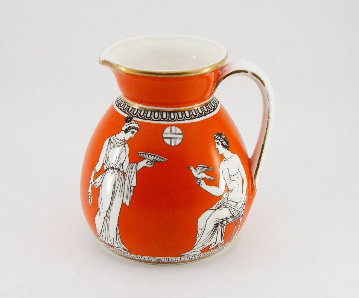 Petit crémier néo-grec à fond orange, Angleterre, Burslem, Hill Pottery Company, 1861-1864-photo-4