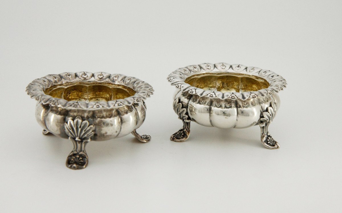 Paire de salerons en argent sterling, orfèvres Edward Barnard & Sons, William IV, Londres 1834-photo-2