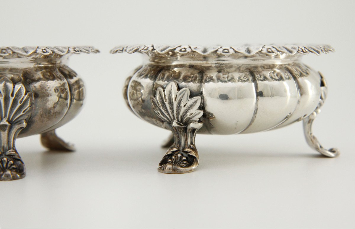 Pair Of Sterling Silver Salt Cellars, Edward Barnard & Sons, William IV Era, London 1834-photo-3