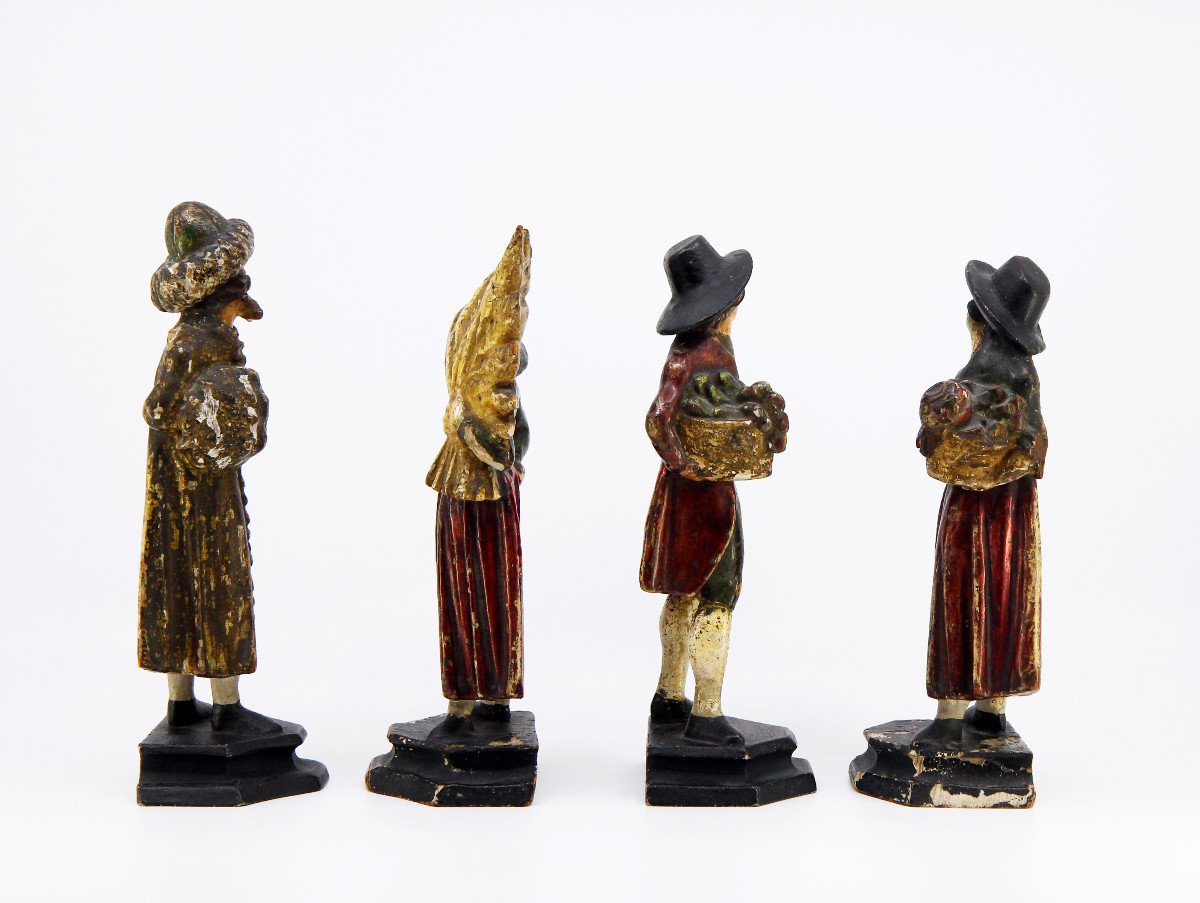 Les Quatre Saisons - sujets d'applique en bois sculpté polychrome, Allemagne ou Autriche, XIXe-photo-2
