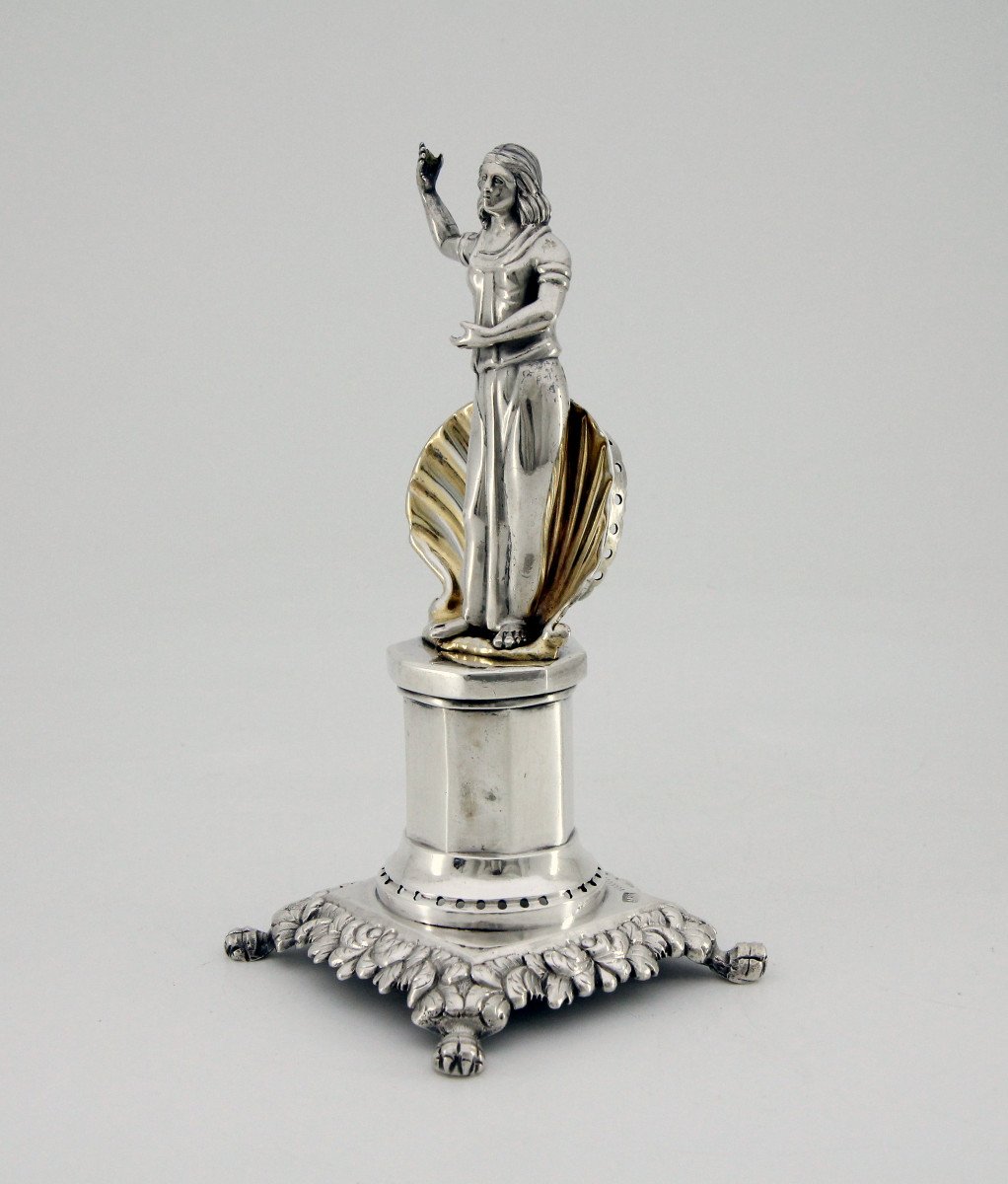 Toothpick Holder (paliteiro) Amphitrite In Partially Gilded Silver - Porto, 1853 - 1861-photo-3
