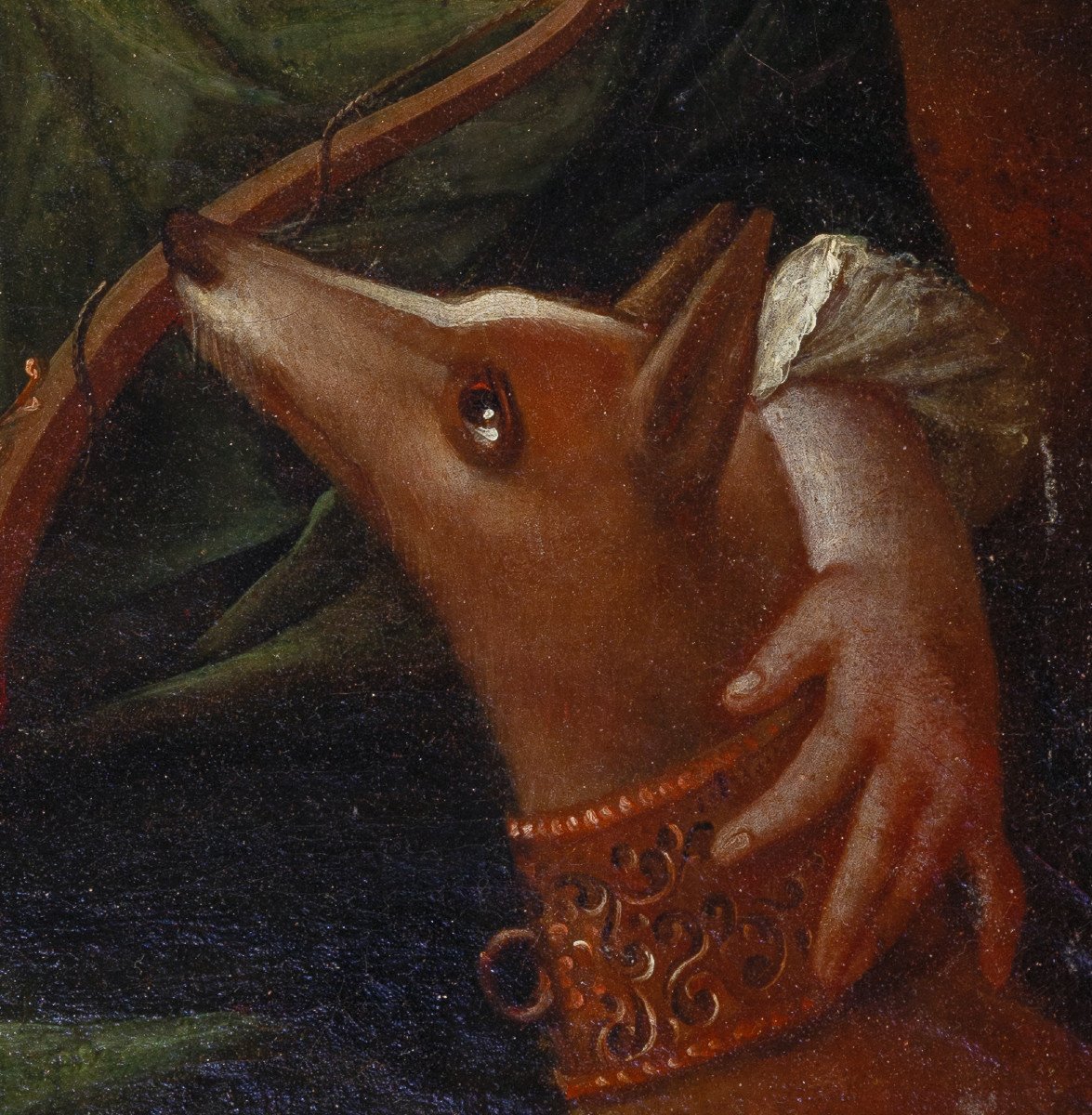 Jeune aristocrate représentée en Diane chasseresse - Huile sur toile, fin du XVIIe, vers 1680-photo-3