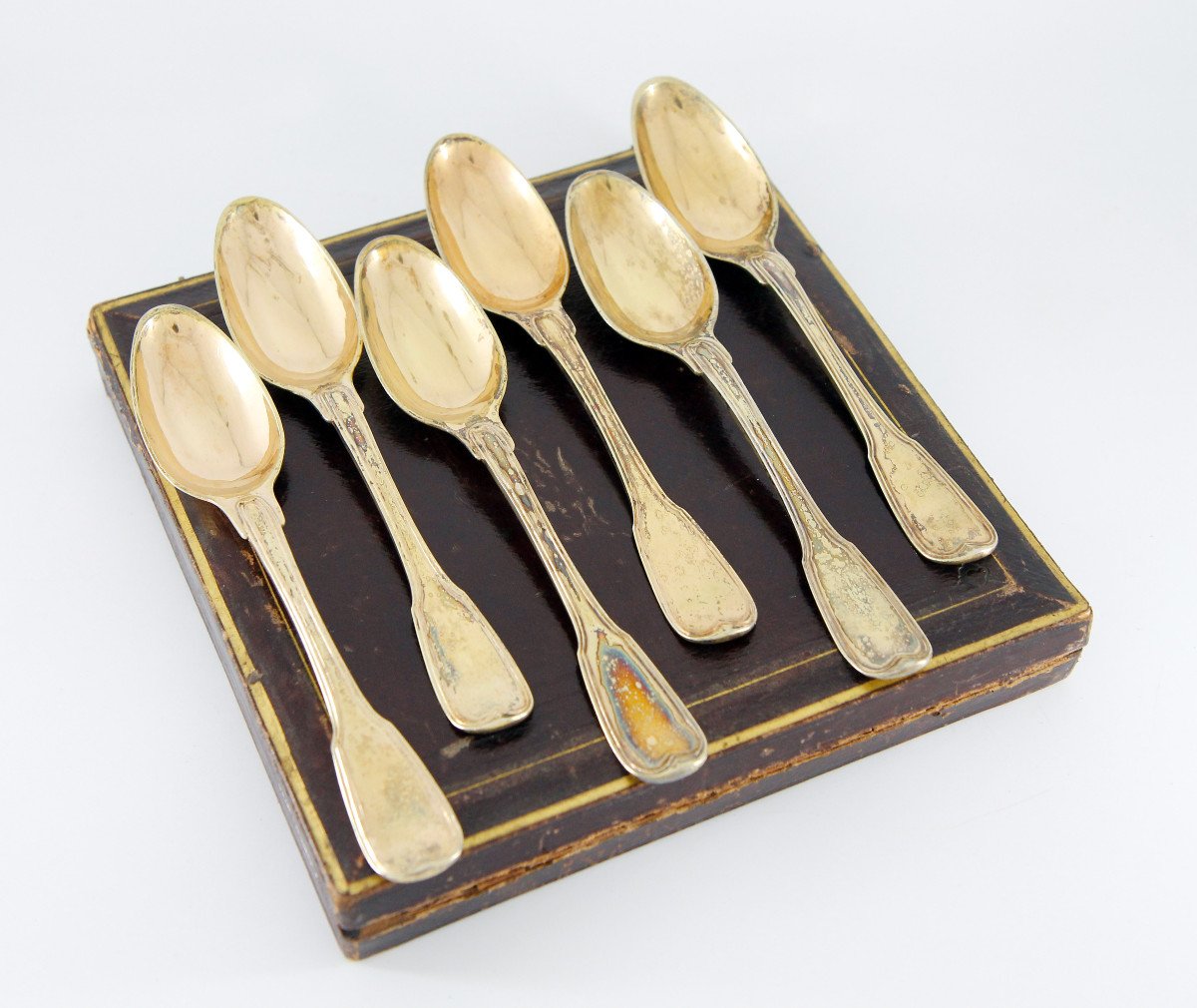 Set Of Six Silver-gilt Spoons, Strasbourg Circa 1760 - In A Later German Case-photo-2