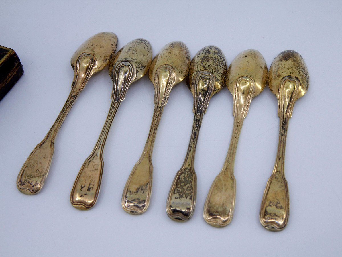 Set Of Six Silver-gilt Spoons, Strasbourg Circa 1760 - In A Later German Case-photo-4