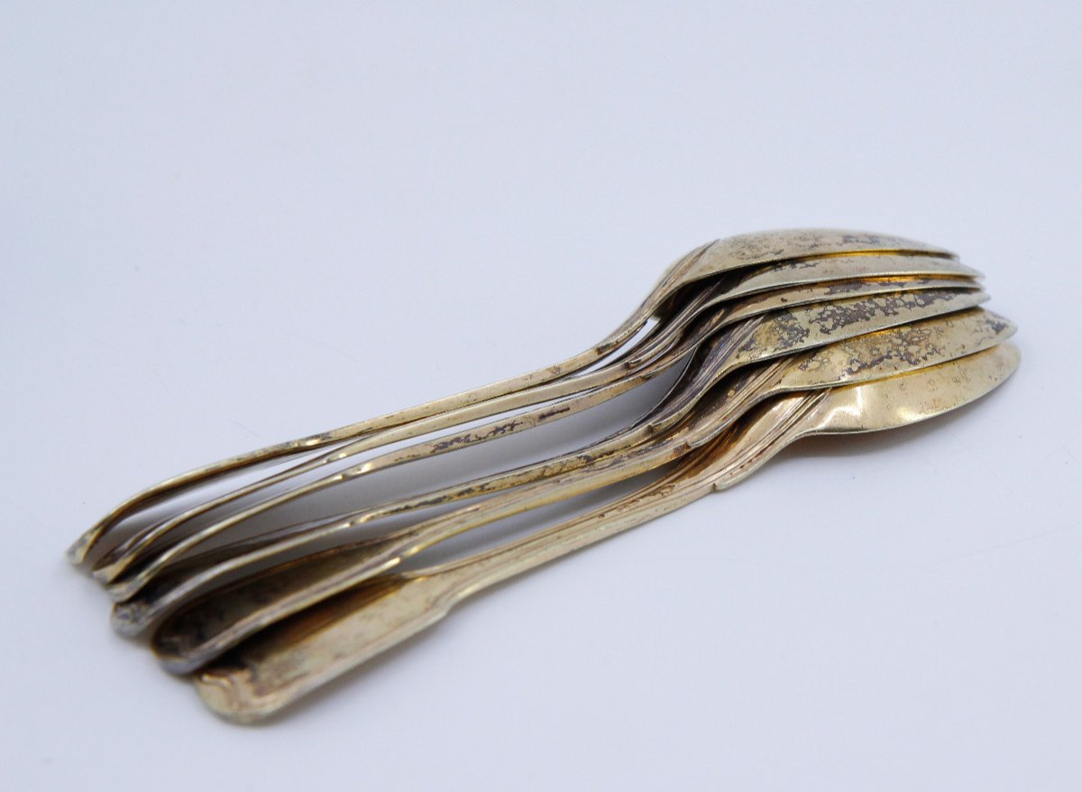 Set Of Six Silver-gilt Spoons, Strasbourg Circa 1760 - In A Later German Case-photo-7
