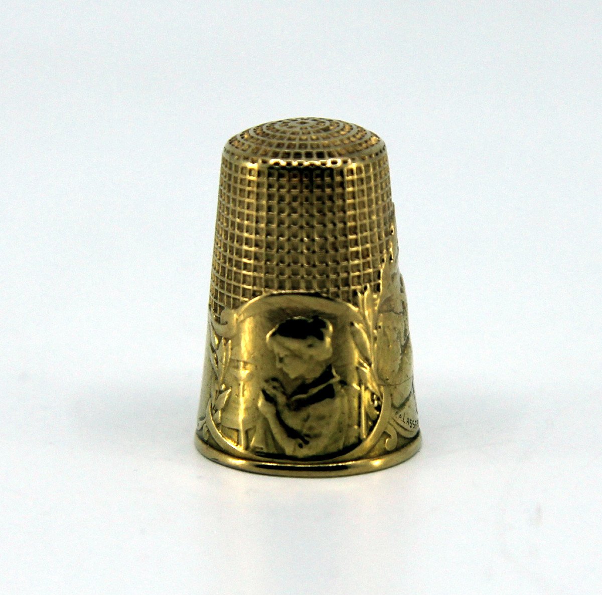Large Patriotic Thimble In 18k Solid Gold, Firmin-pierre Lasserre (1870-1943), Circa 1920-photo-2