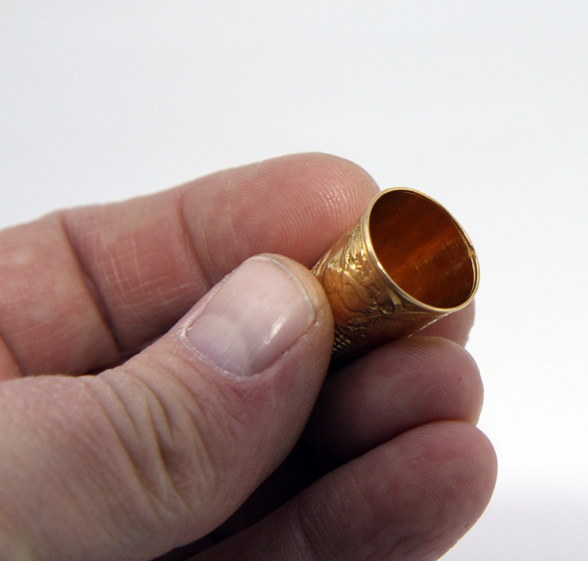 Large Patriotic Thimble In 18k Solid Gold, Firmin-pierre Lasserre (1870-1943), Circa 1920-photo-4