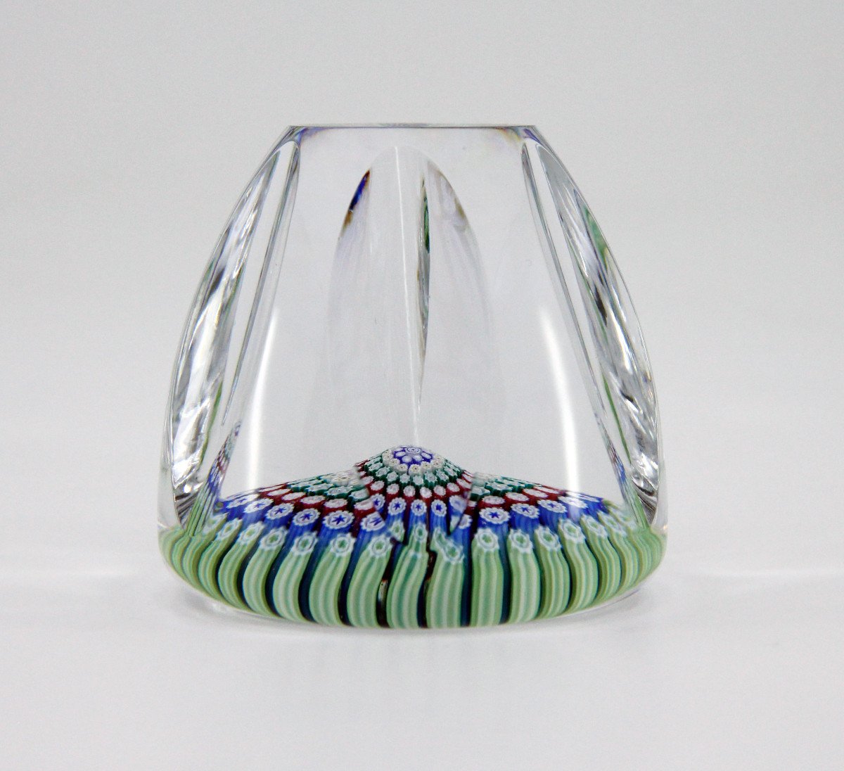 Sulfure - Boule presse-papiers cristal, belle forme en dôme à facettes, Whitefriars 1978-photo-3