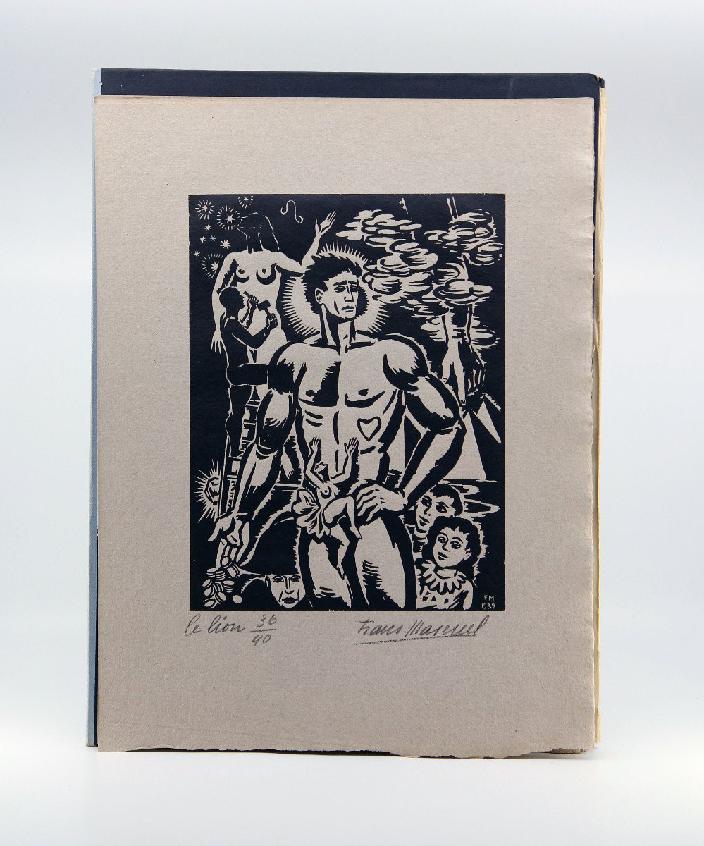Frans Masereel (1889-1972), Sous Les Signes Du Zodiaque, Series Of 12 Woodcuts, Paris 1940-photo-3