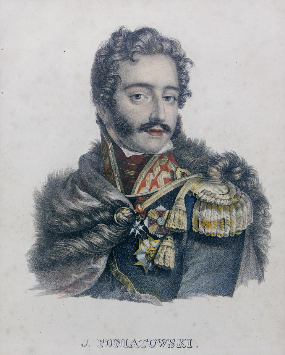 Maréchal Poniatowski (1763-1813) - Rare lithographie couleurs par Karl Joseph Brodtmann, 1827-photo-2