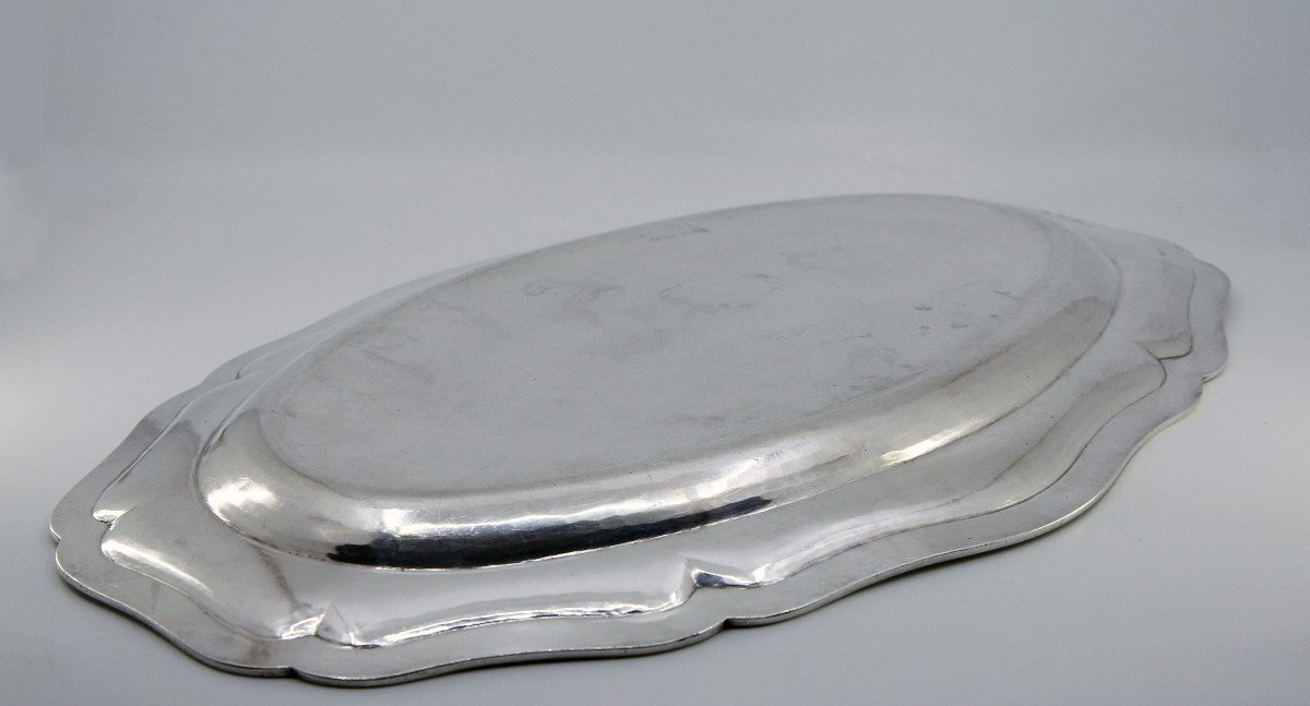 Very Large Oval Dish In Solid Silver By Eloi Guérin - Von Brackel Coat Of Arms - Paris, 1755-56-photo-4