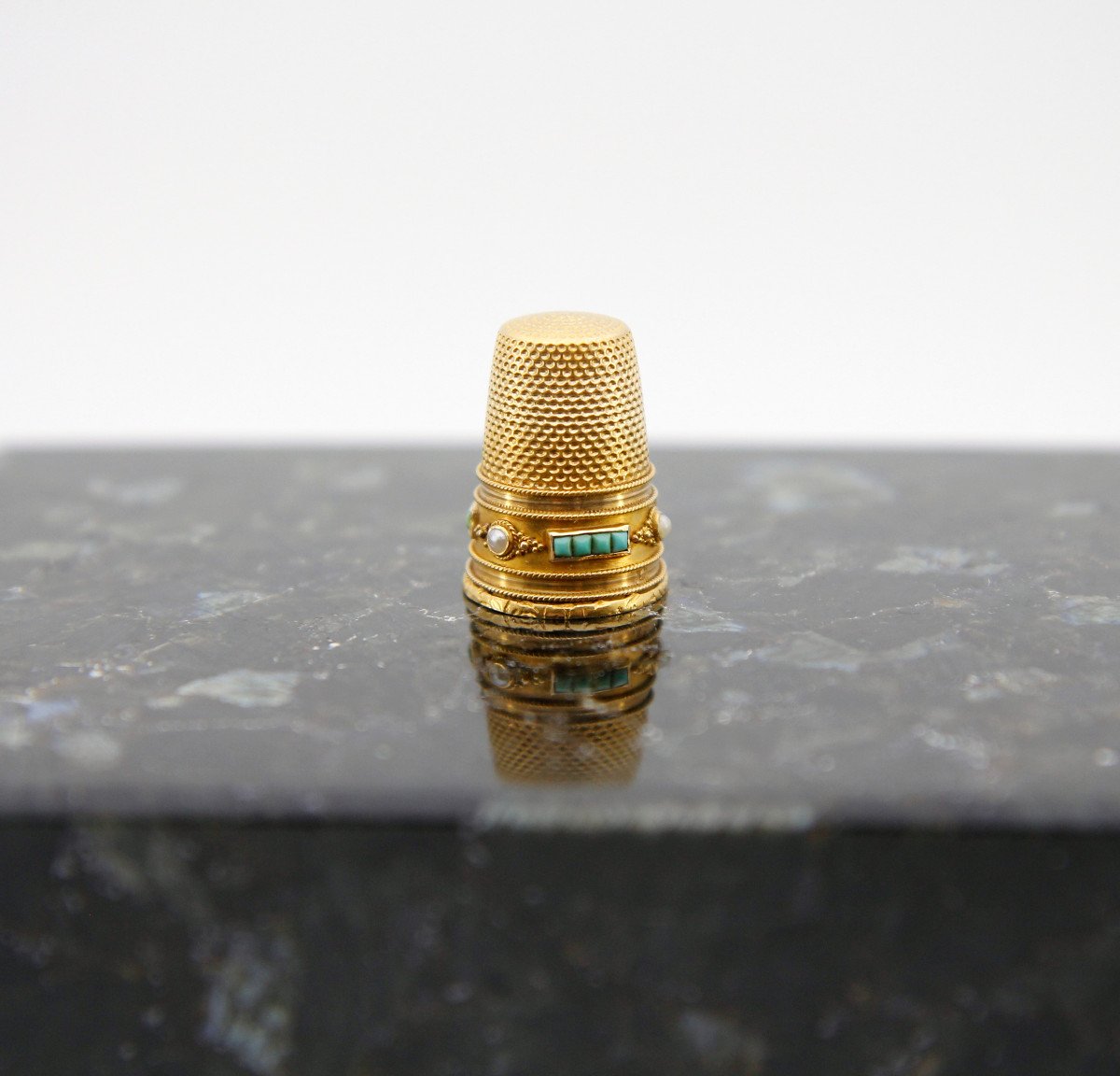 Gold, Pearl And Turquoise Thimble - Jules Lorillon, Active In Paris From 1862 To 1875-photo-4