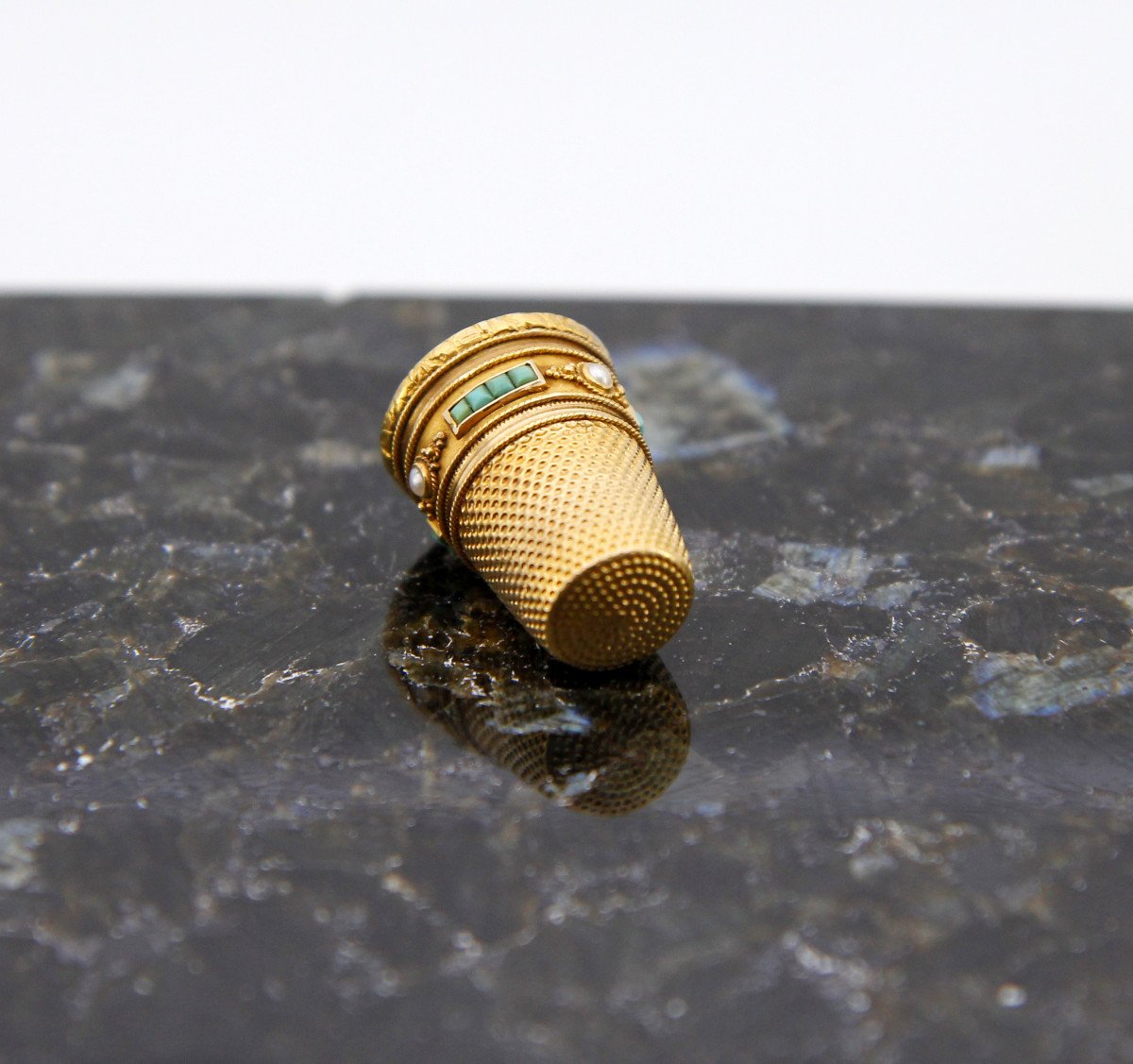 Gold, Pearl And Turquoise Thimble - Jules Lorillon, Active In Paris From 1862 To 1875-photo-1
