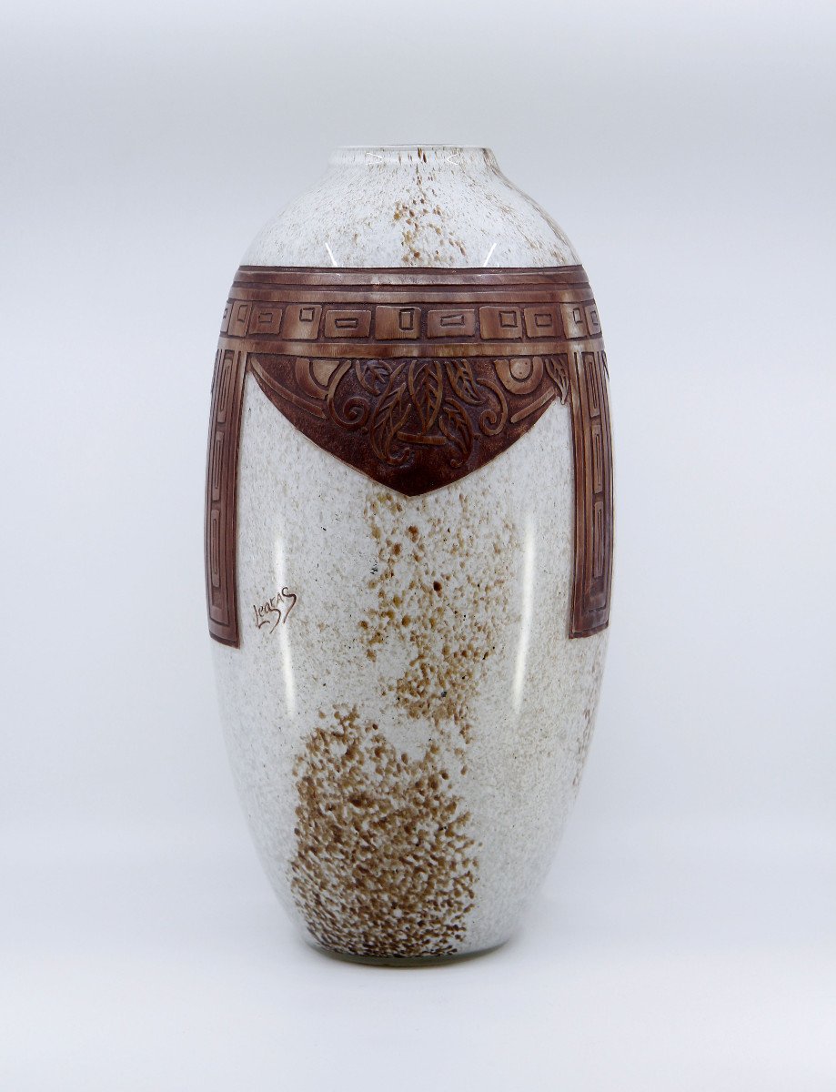Large Art Deco Ovoid Vase Signed Legras - Circa 1925
