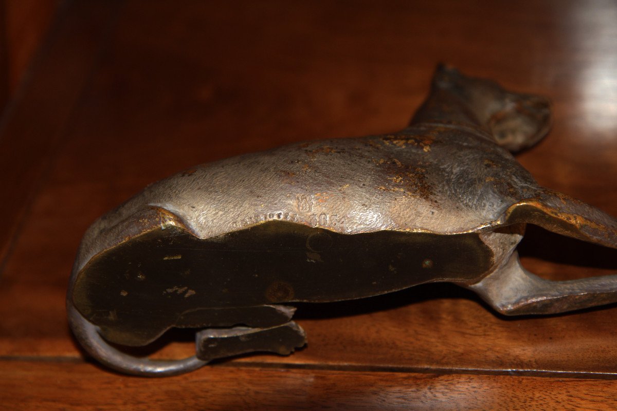 Franz Xaver Bergmann (1861-1936) - Chien couché - Grand bronze de Vienne, vers 1900-photo-4