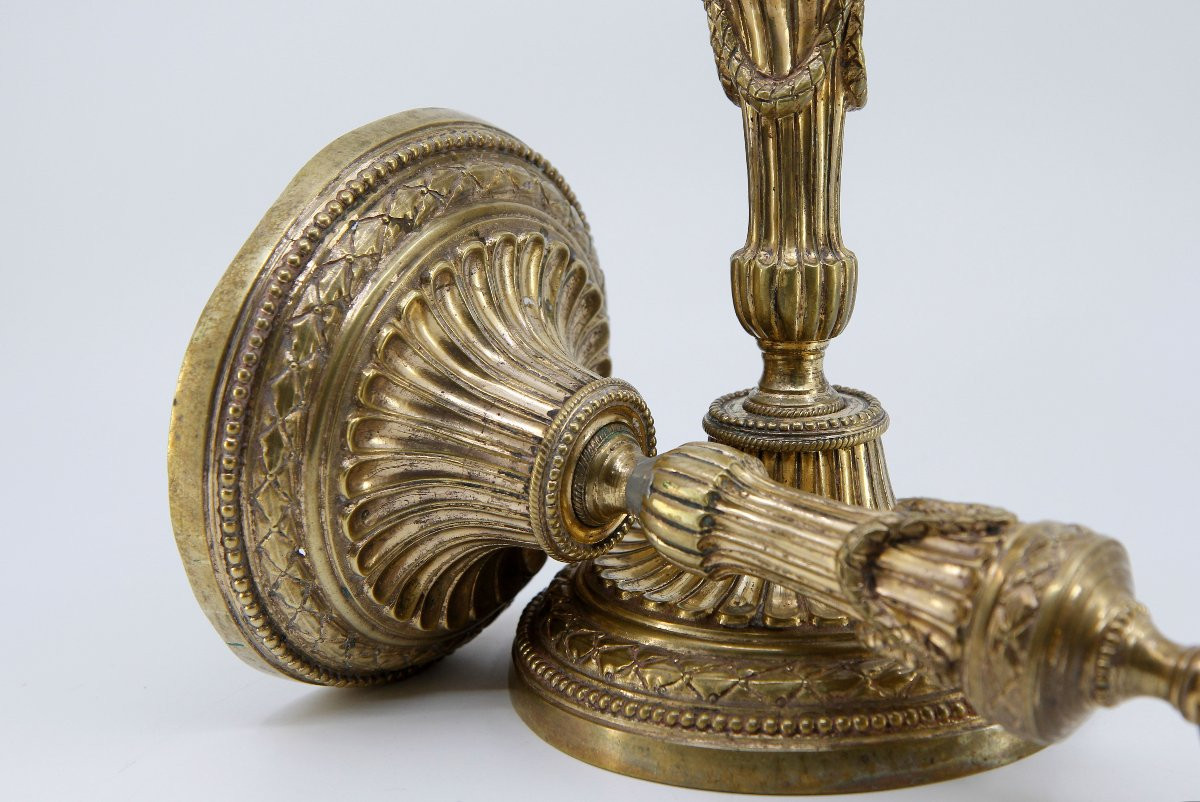 Pair Of Louis XVI Period Candlesticks, Circa 1780 - Remains Of Original Gilding-photo-3