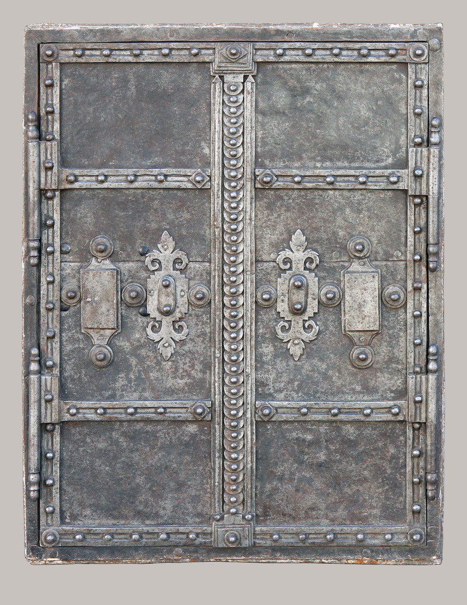 Porte blindée d'armoire forte en fer forgé - sans doute Italie, XVIIIe siècle