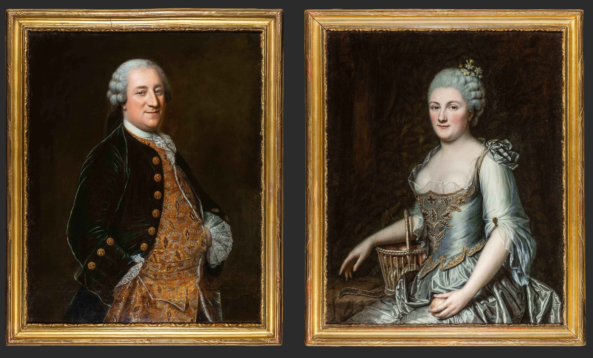 Jean-jaques And Louise Aunant - Portraits From The Louis XV Period, Ca 1765 - Follower Of F.-h. Drouais